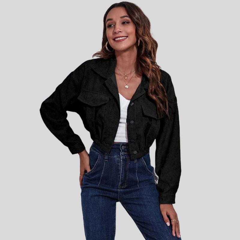 Veste-en-Velours-Noir-Femme