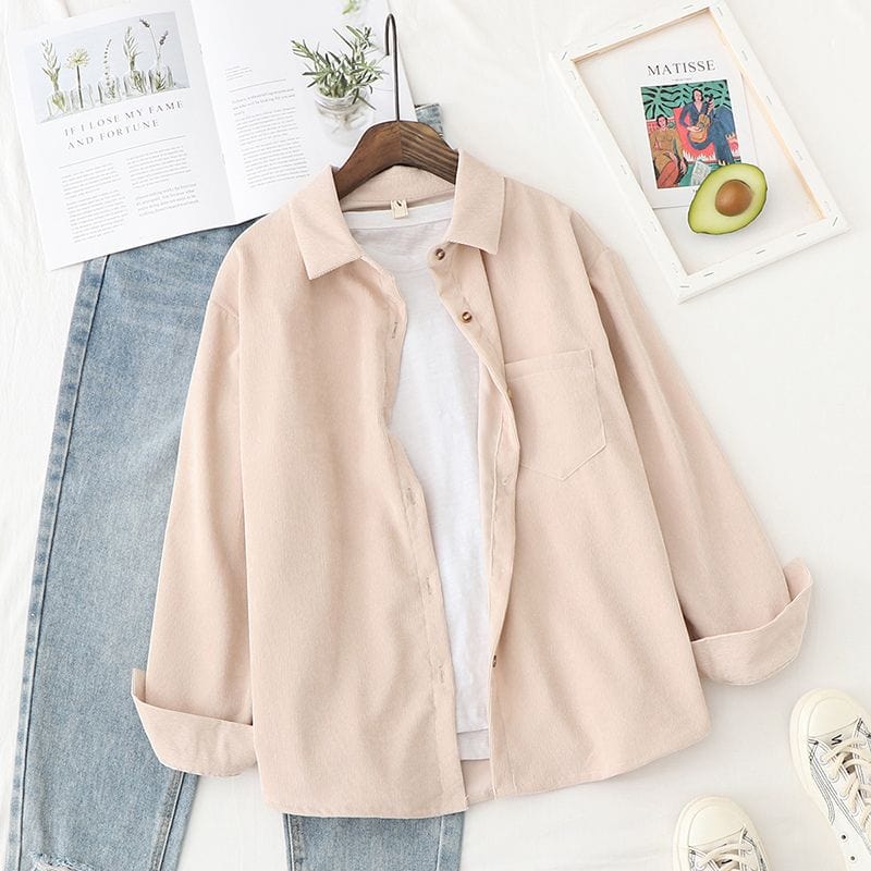 Chemise-Velour-Cotelé-Femme