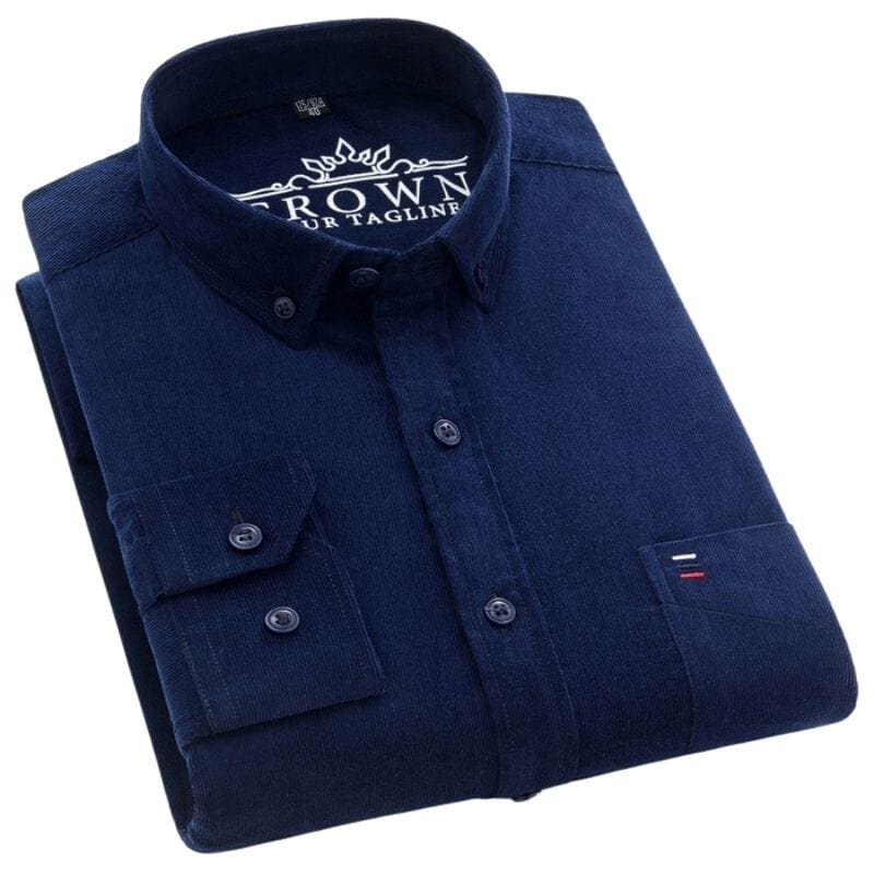 Chemise-Velours-Bleu-Marine-Homme