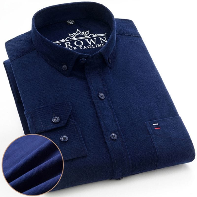 Chemise-Velours-Bleu-Marine-Homme