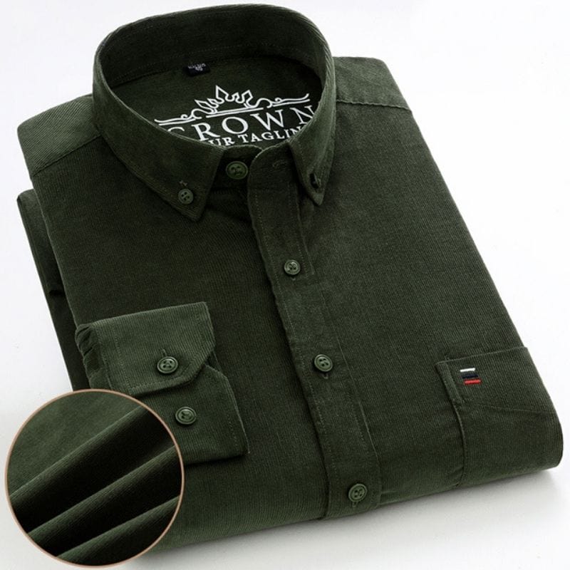 Chemise-Velours-Vert-Homme