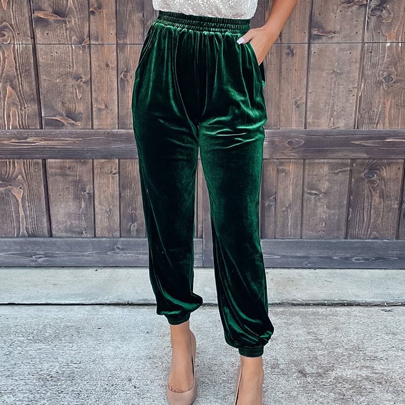 Pantalon-Velours-Vert-Femme