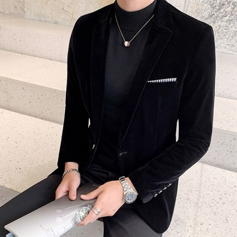 Veste-Velour-Noir-Homme