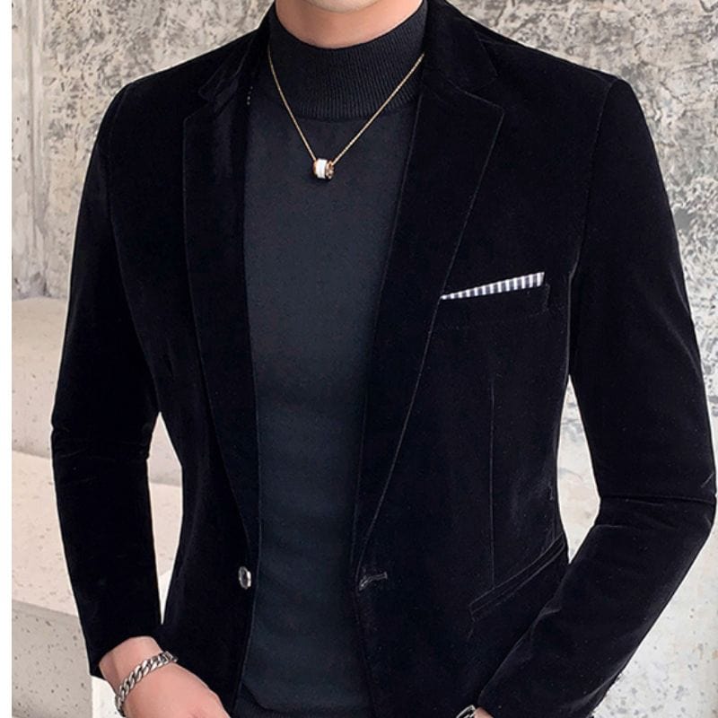 Veste-Velour-Noir-Homme