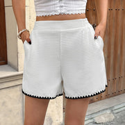 Avery | Chic Textured High Waist Shorts Blanc 0
