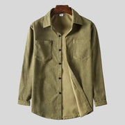 Chemise-Velours-Cotelé-Homme-Vert