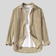 Chemise-Velours-Homme-Beige
