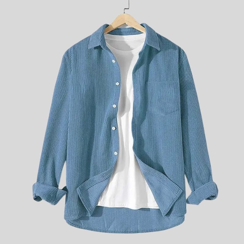 Chemise-Velours-Homme-Bleu