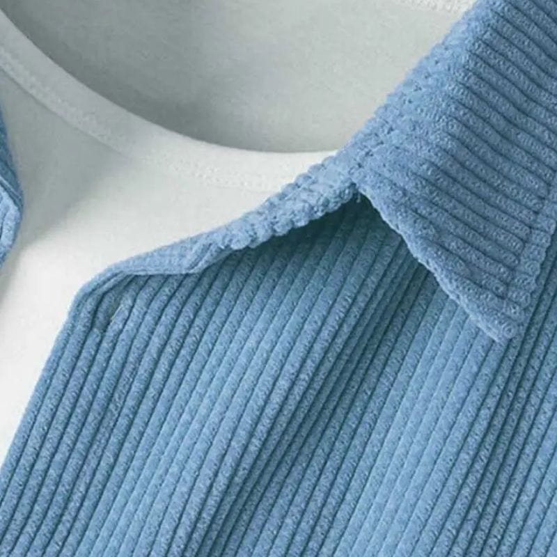 Chemise-Velours-Homme-Bleu