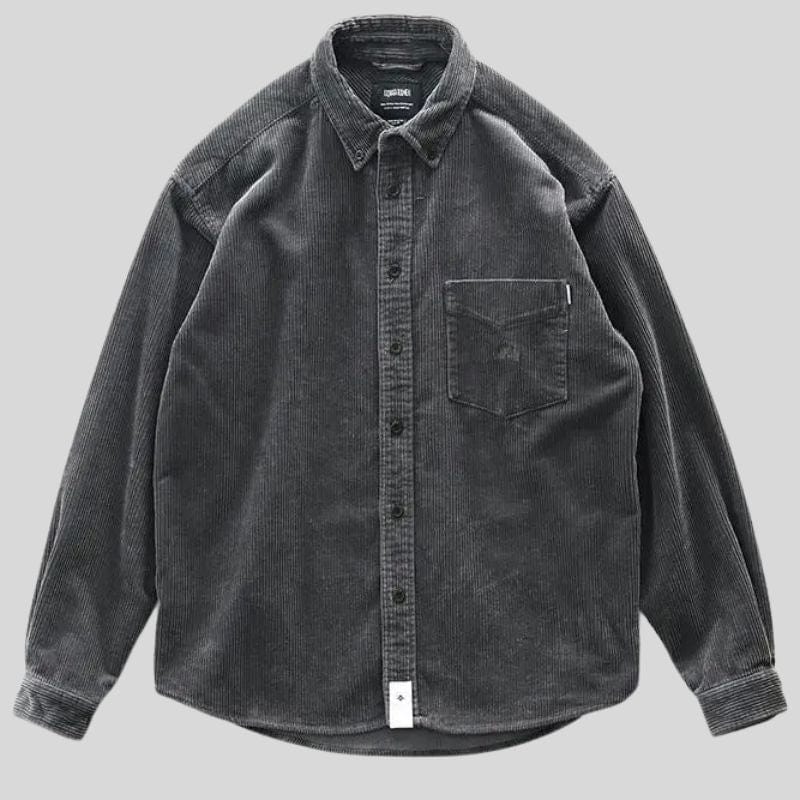 Chemise-Velours-Homme-Gris