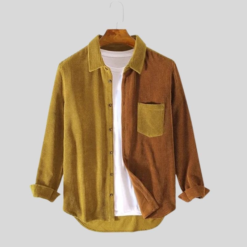 Chemise-Velours-Jaune-Homme