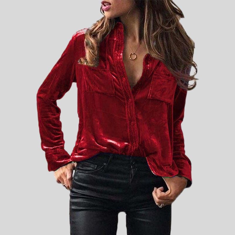 Chemise-Velours-Lisse-Femme