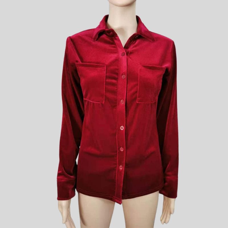 Chemise-Velours-Lisse-Femme