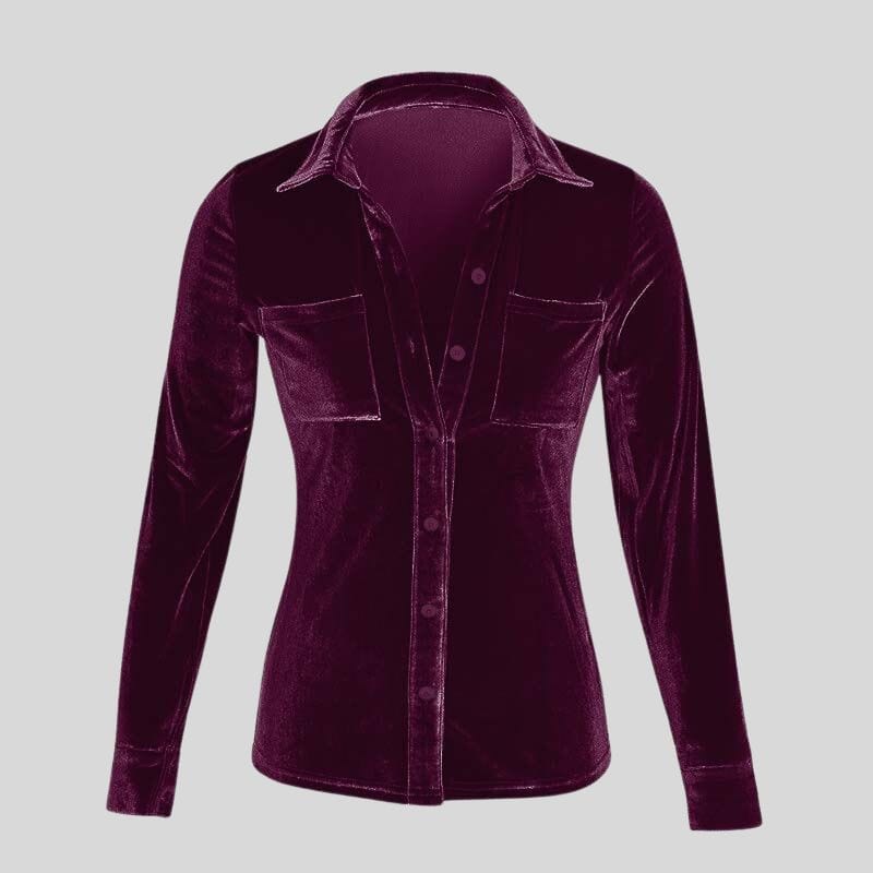 Chemise-Velours-Lisse-Femme