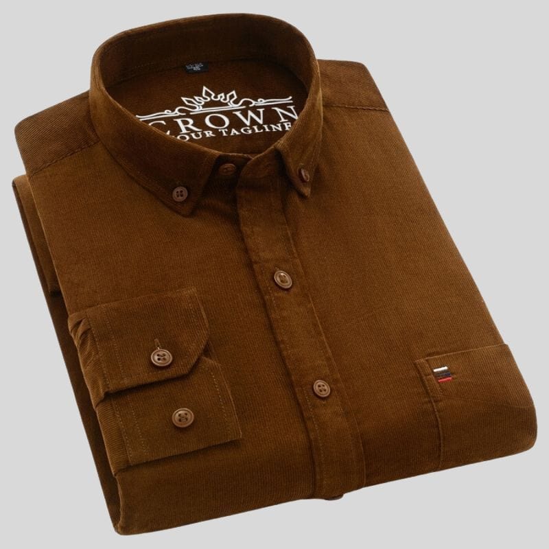 Chemise-Velours-Marron-Homme