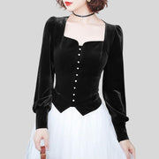 Chemise-Velours-Noir-Femme