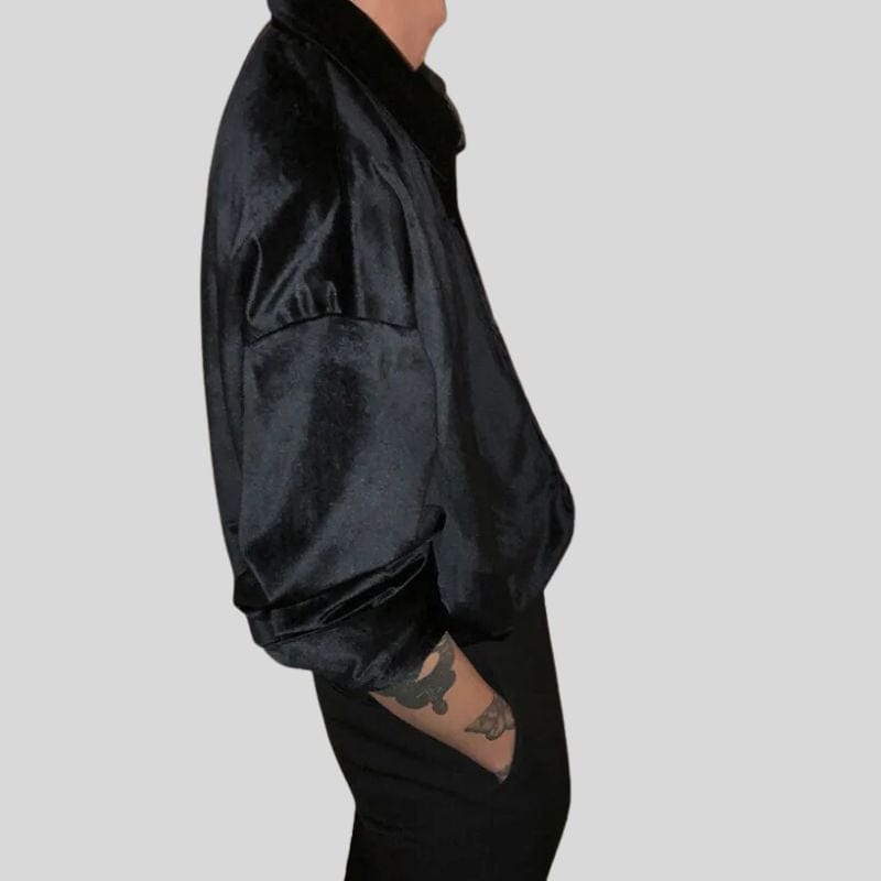 Chemise-Velours-Noire-Homme