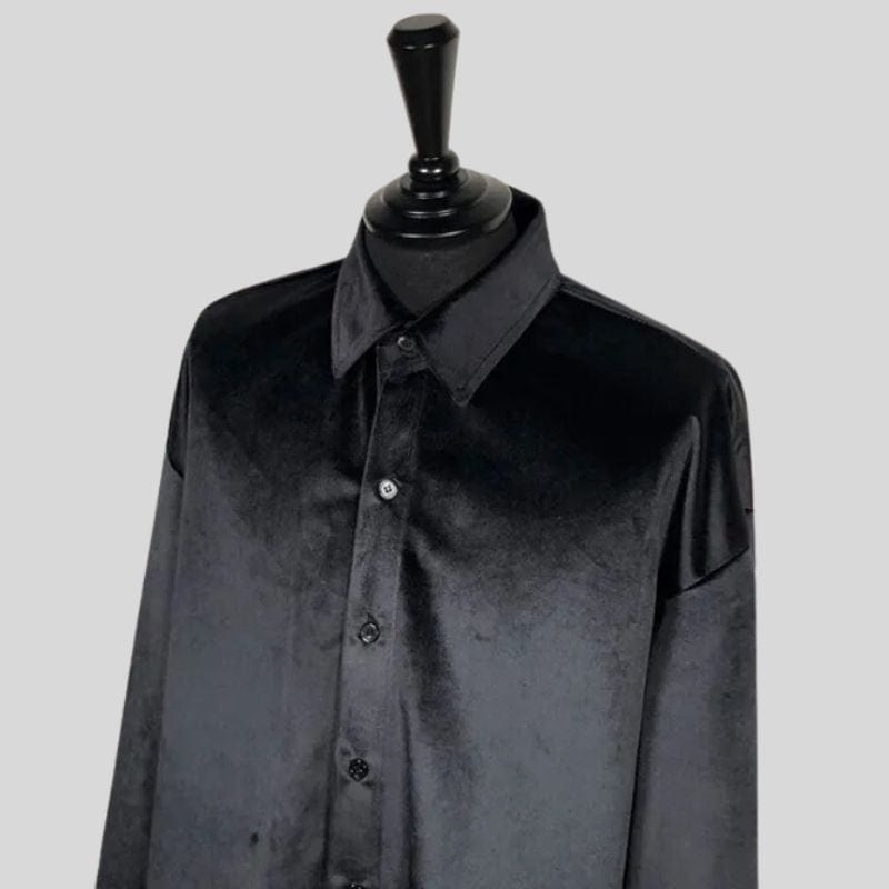 Chemise-Velours-Noire-Homme