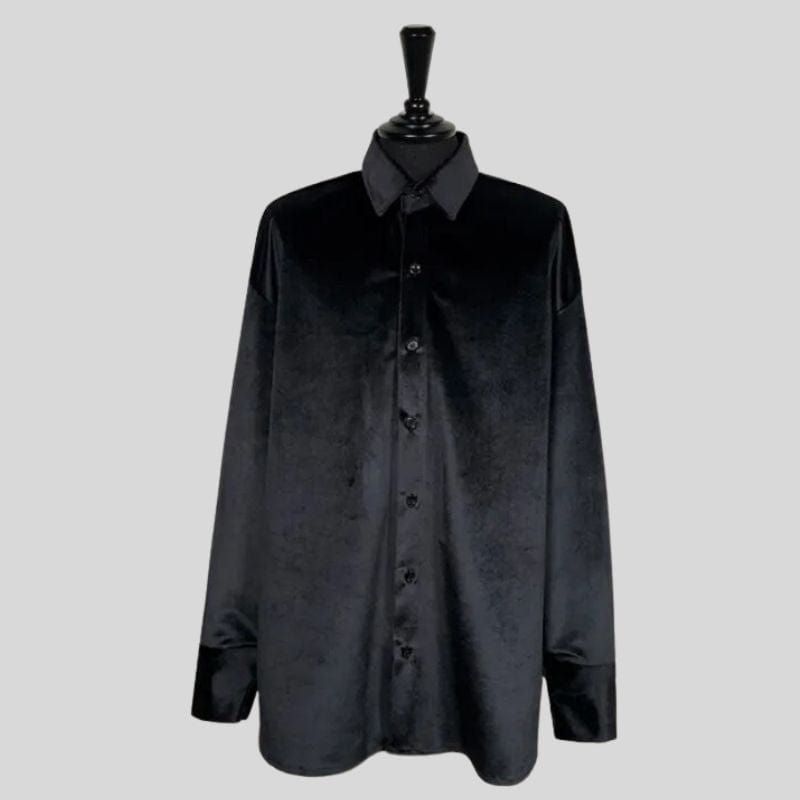 Chemise-Velours-Noire-Homme