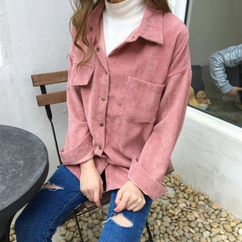 Chemise-Velours-Rose-Femme
