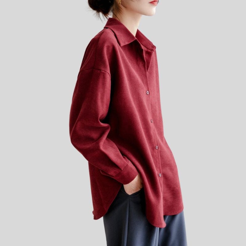 Chemise-Velours-Rouge-Femme