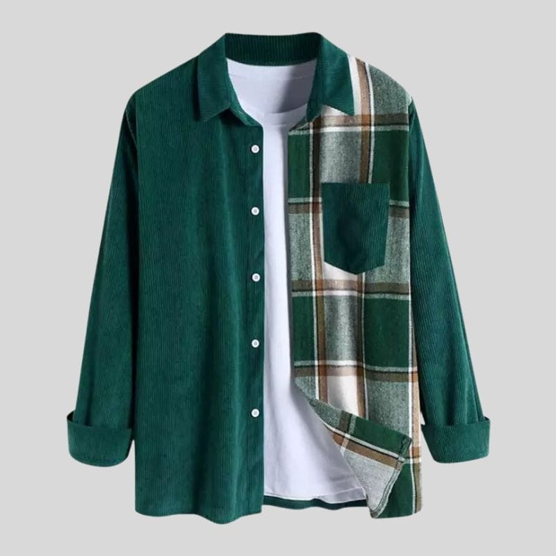 Chemise-Verte-Velour-Homme