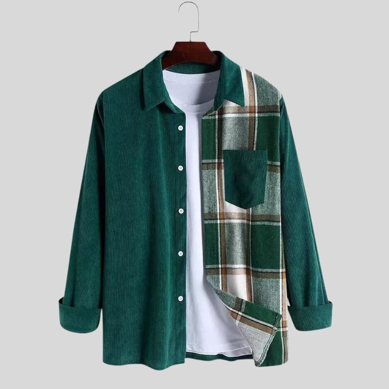 Chemise-Verte-Velour-Homme