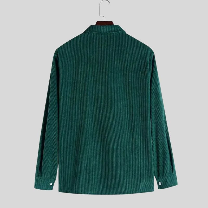 Chemise-Verte-Velour-Homme