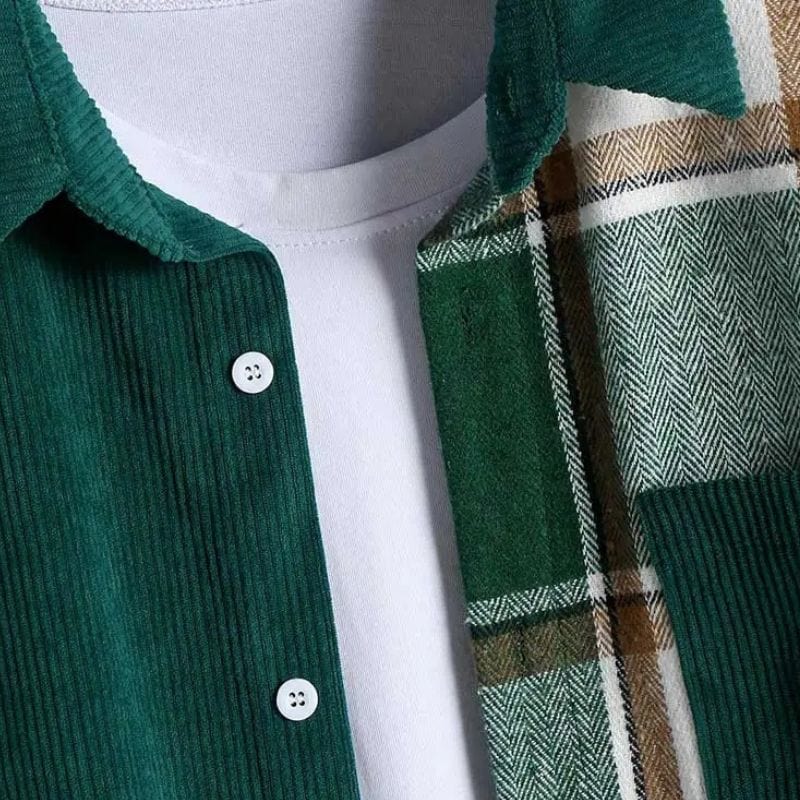 Chemise-Verte-Velour-Homme