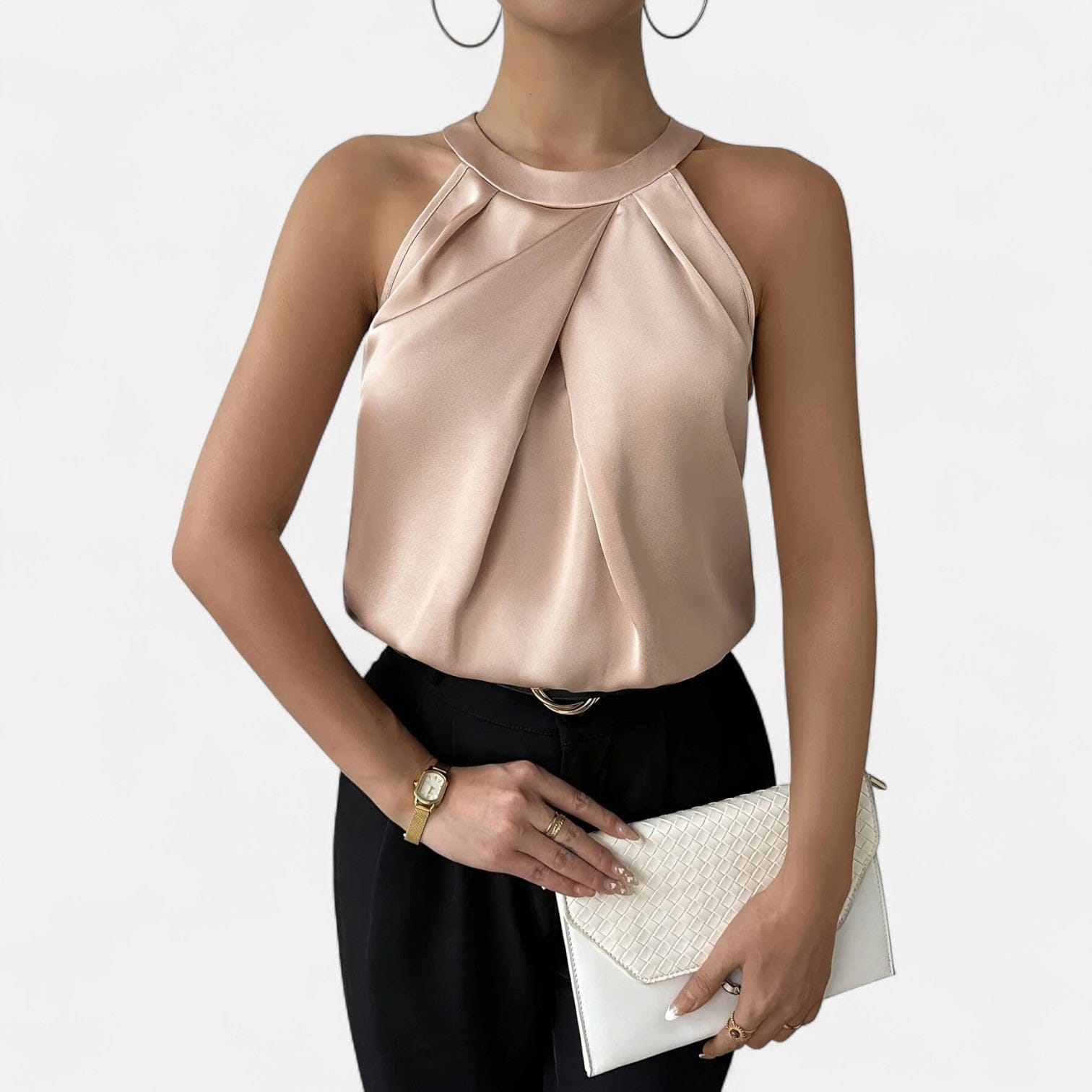Chloé | Élégant Haut Drapé Sans Manches Femme 0