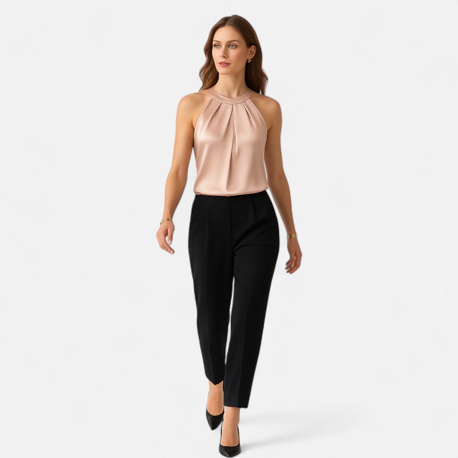 Chloé | Élégant Haut Drapé Sans Manches Femme 3