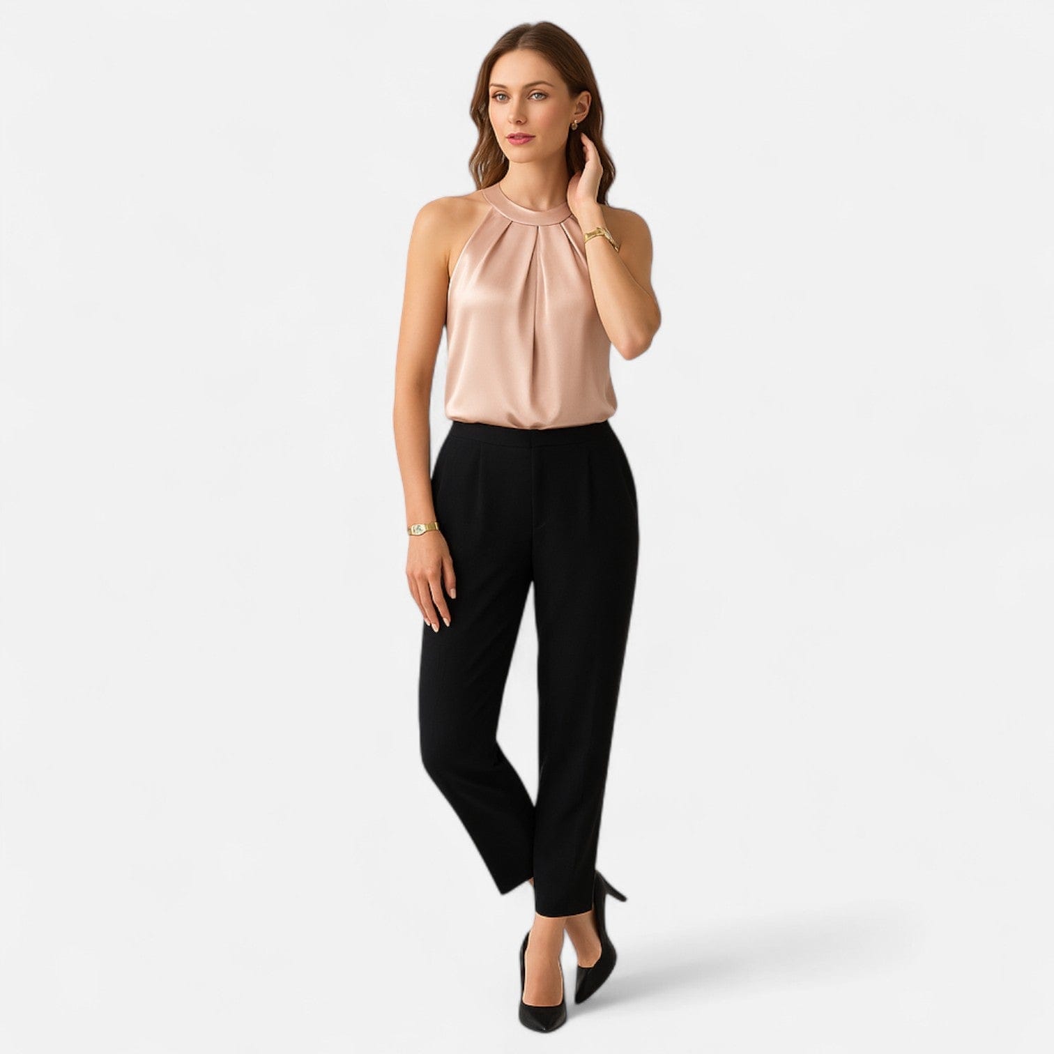 Chloé | Élégant Haut Drapé Sans Manches Femme 4