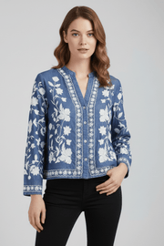 Chloé | Élégante Blouse Brodée Femme à Manches Longues 0