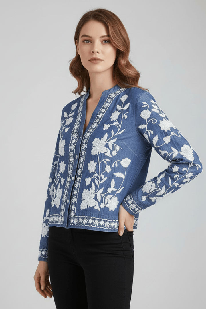 Chloé | Élégante Blouse Brodée Femme à Manches Longues 1