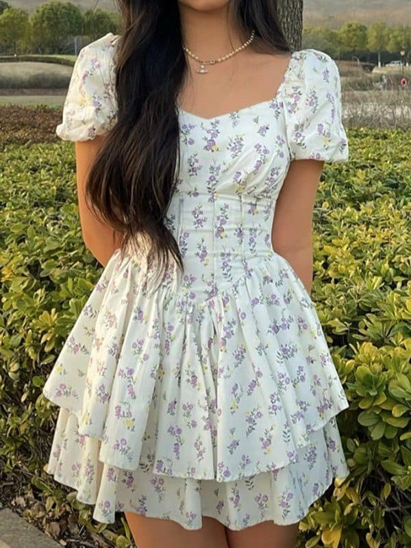 Chloe | Élégante Mini Robe Florale à Volants pour Femme 1