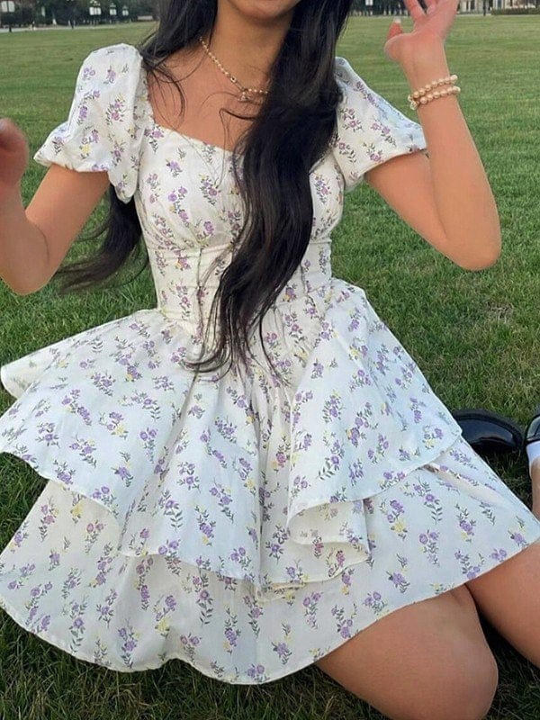 Chloe | Élégante Mini Robe Florale à Volants pour Femme 4