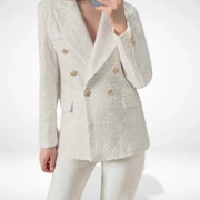 Clara | Chic Blazer Noir Femme Rétro avec Boutons Dorés 0