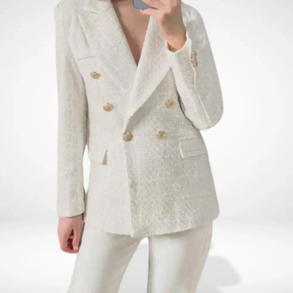 Clara | Chic Blazer Noir Femme Rétro avec Boutons Dorés 0