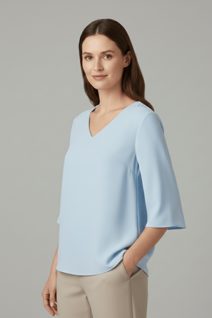 Clara | Élégant Chemisier Femme Décontracté à Col en V 1