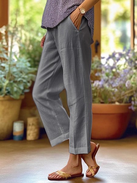 Dalia | Pantalon en Lin Homme avec Ourlet Revers et Poche Pratique | Élégance Décontractée pour Confort Quotidien 3
