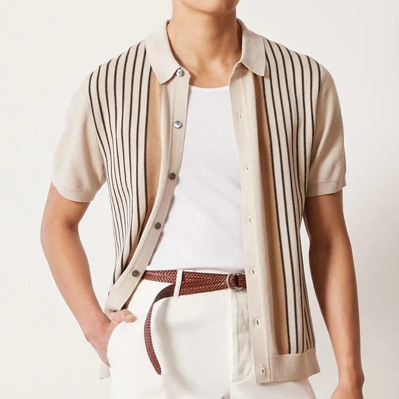 Élégance Classique | Polo Homme à Rayures Verticales avec Col Structuré | Style Décontracté pour Printemps et Été 1