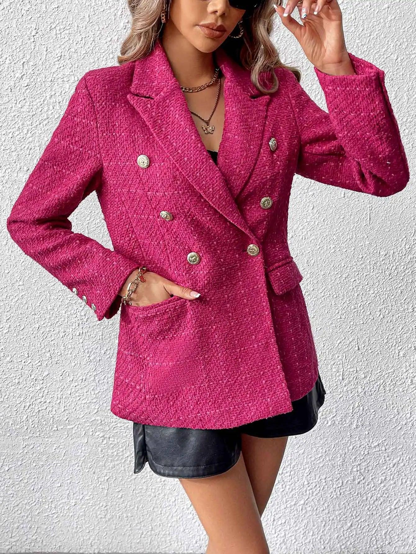 Ella | Blazer Chic Noir Femme à Double Boutonnage 0