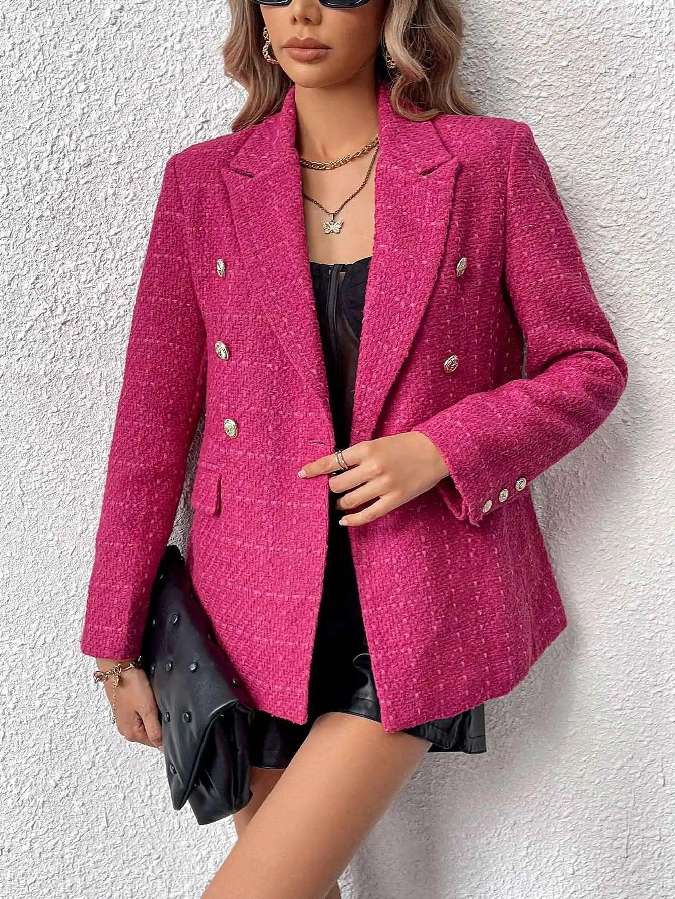 Ella | Blazer Chic Noir Femme à Double Boutonnage 2