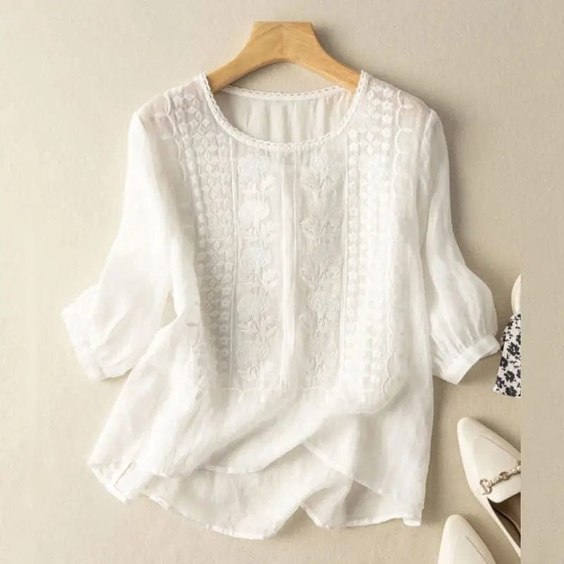 Ella | Élégante Blouse d'Été Brodée Décontractée 0