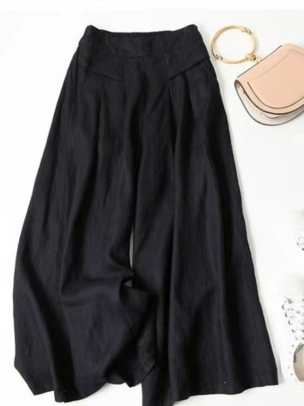 Elyne | Pantalon Large Femme en Coton Lin avec Poches Pratiques | Confort Élégant pour un Style Décontracté 2