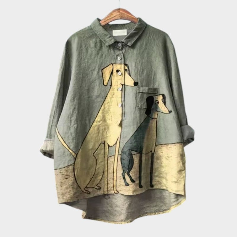 Emma | Chemise Oversize Décontractée à Imprimé Chien 3