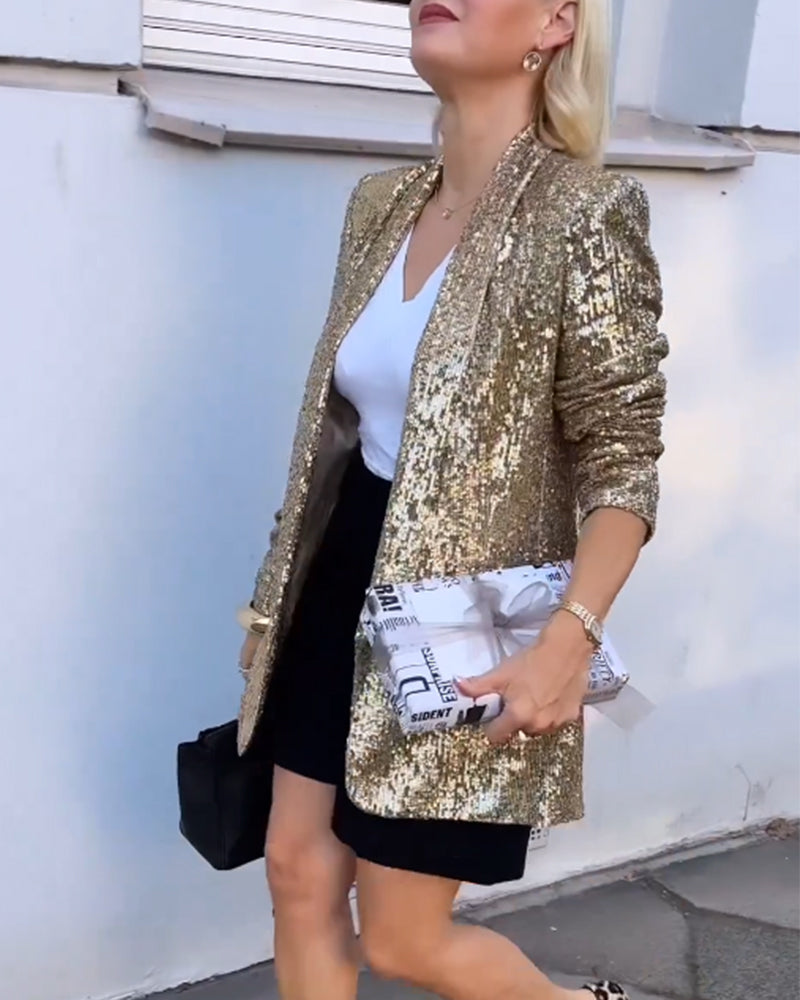 Emma | Chic Veste À Paillettes Femme Dorées 0
