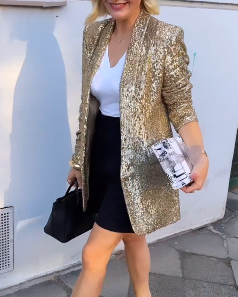 Emma | Chic Veste À Paillettes Femme Dorées 1