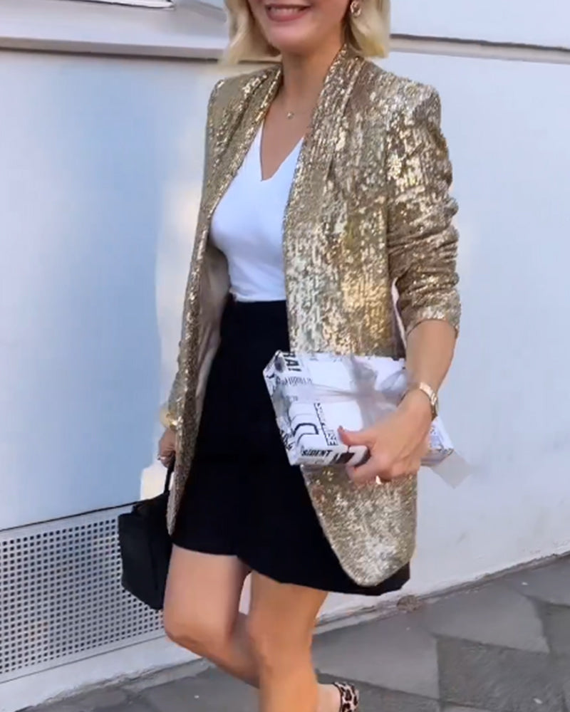 Emma | Chic Veste À Paillettes Femme Dorées 2