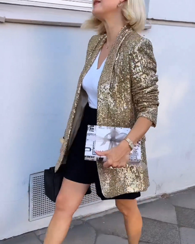 Emma | Chic Veste À Paillettes Femme Dorées 3